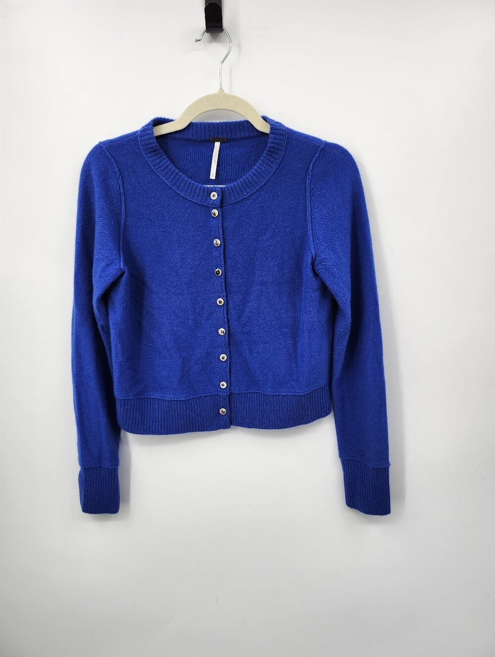 Free People Royal blue Cardigan Sweater Wool Cashmere blend Button down Sz XS
